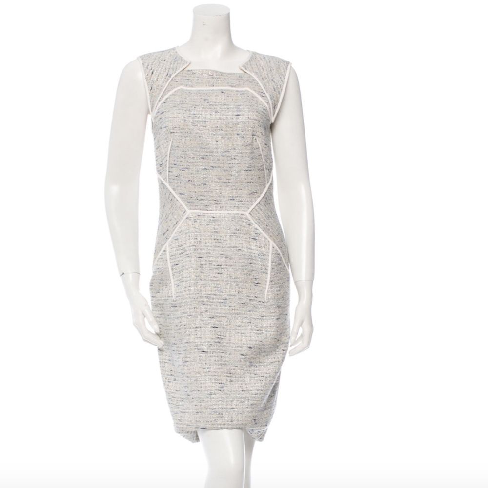 💙 EUC J. Mendel Sleeveless Tweed Dress with Piping